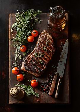 Grilled Steak with Herbs and Tomatoes