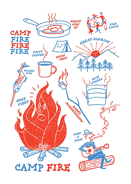 Campfire and Camping Activities Illustration