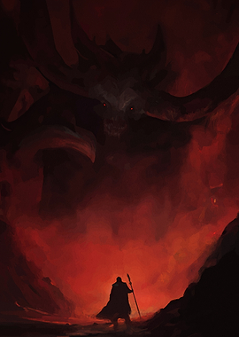 Wizard Demon Fiery Landscape