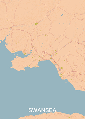 Swansea Map Art Print