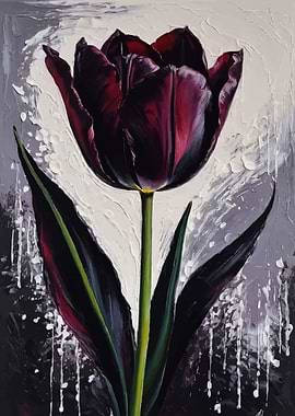Tulip Queen of Night Painting
