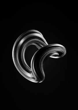 Abstract Silver Knot on Black