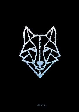 Geometric Wolf Head on Black