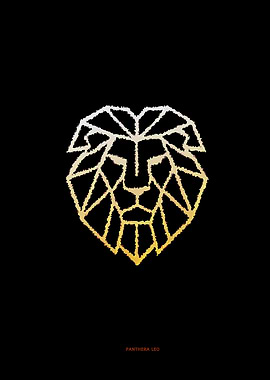 Geometric Lion Head on Black