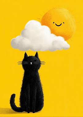 Black Cat Under Cloud and Sun