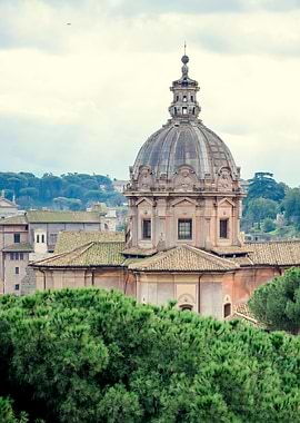 Rome Architecture with Dome and Trees