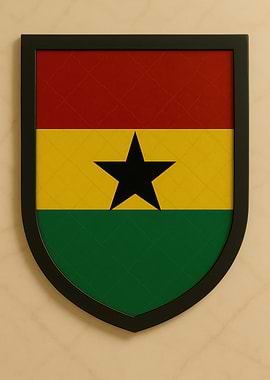 Ghana Flag Shield - Marble look