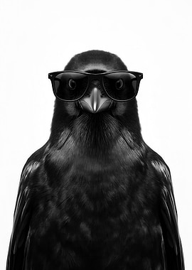Cool American Crow with Sunglasses