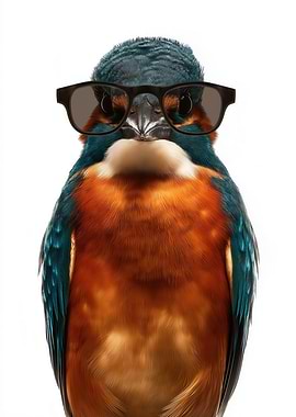 Cool Kingfisher Bird with Sunglasses