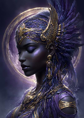 Purple and Gold Goddess Isis Portrait