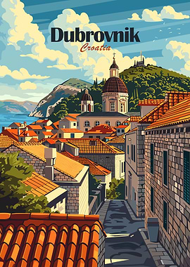 Dubrovnik Croatia Travel Poster