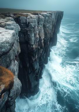 Coastal Cliffside with Crashing Waves