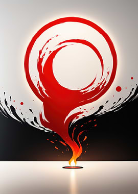 Red Circle with Flame
