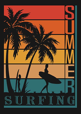 Summer Surfing Retro Graphic