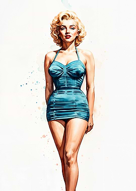 Marilyn Monroe in Blue Swimsuit