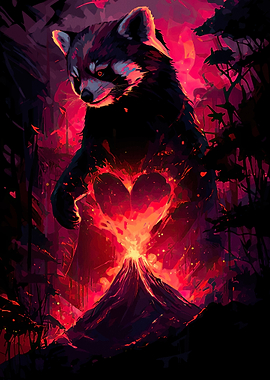 Red Panda Volcanic Heart