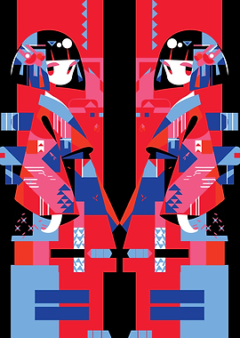 Geometric Kimono Figures