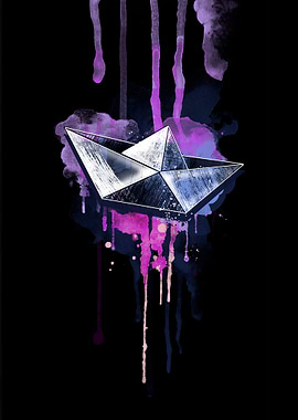 Paper Boat with Watercolor Drips