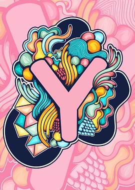 Letter Y with Abstract Colorful Design
