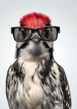 Cool Woodpecker with Glasses
