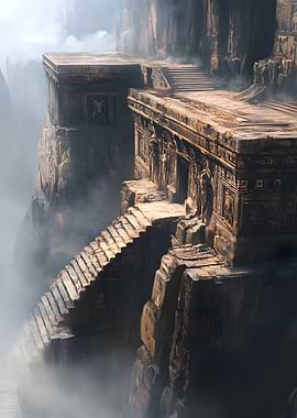 Misty Cliffside Temple Ruins