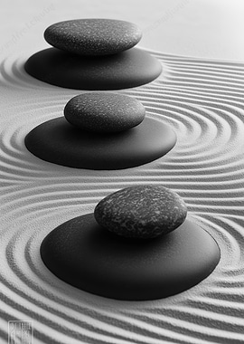 Zen Stones in Sand Garden