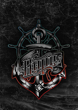 Anchor and Ship Wheel Graphic