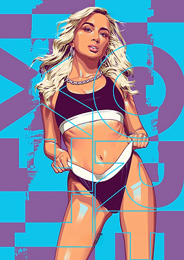 Blonde Woman in Sporty Bikini Art