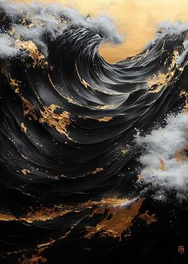 Golden Wave Abstract Art