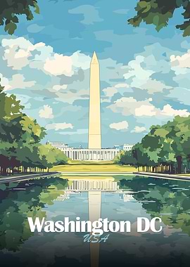 Washington DC Monument Illustration