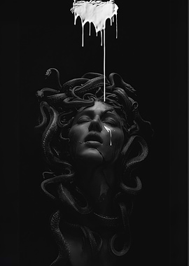 Medusa with White Paint Drip