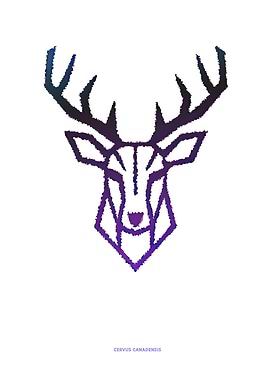 Geometric Deer Head Illustration (White)