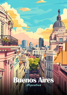 Buenos Aires, Argentina Cityscape Illustration