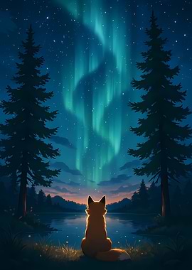 Fox watching the Northern Lights