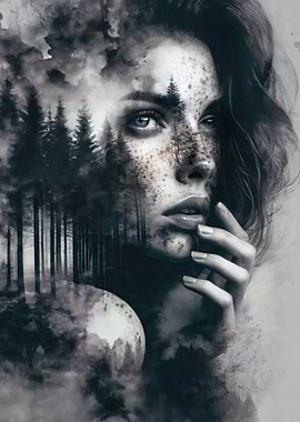 Mystic Woman with Forest Overlay