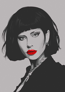 Lady Gaga Portrait with Red Lips