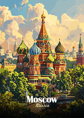 Moscow Russia cityscape art illustration