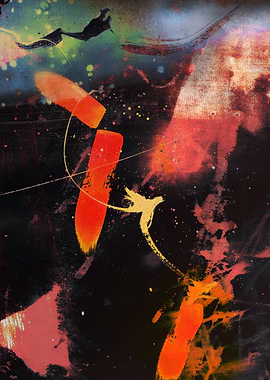 Abstract Birds and Brushstrokes Art