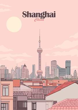Shanghai China Cityscape Illustration