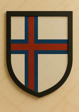 Framed Faroe Islands Flag Shield - Marble look