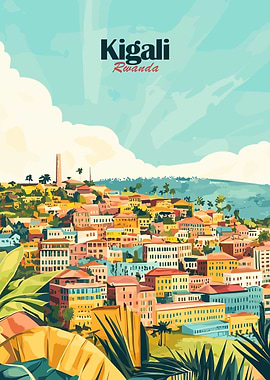 Kigali Rwanda Cityscape Illustration