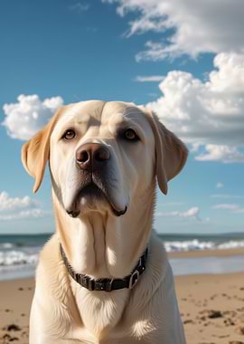 Labrador Retriever Portrait on Beach