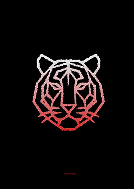 Geometric Tiger/Panther Head - Red Gradient