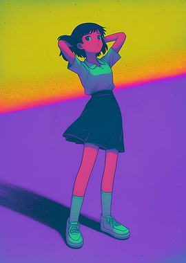 Anime Girl in Colorful Setting