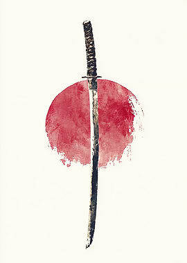 Samurai Sword with Red Sun