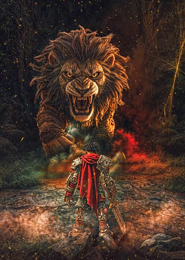 Lion Confrontation Fantasy Art