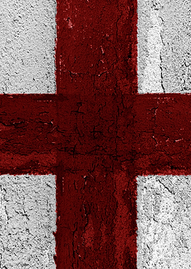 Distressed England Flag on Concrete Wall
