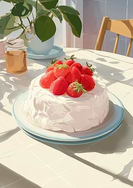 Strawberry Cake Still Life