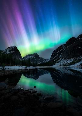 Aurora’s Mirror – Turquoise Night Over Silent Alpine Lake