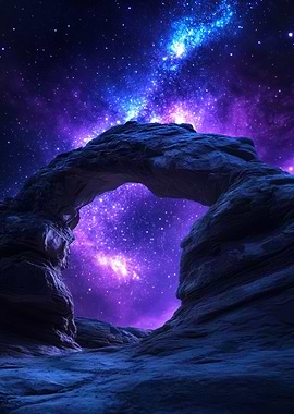 Stone Archway Under Starry Night Sky